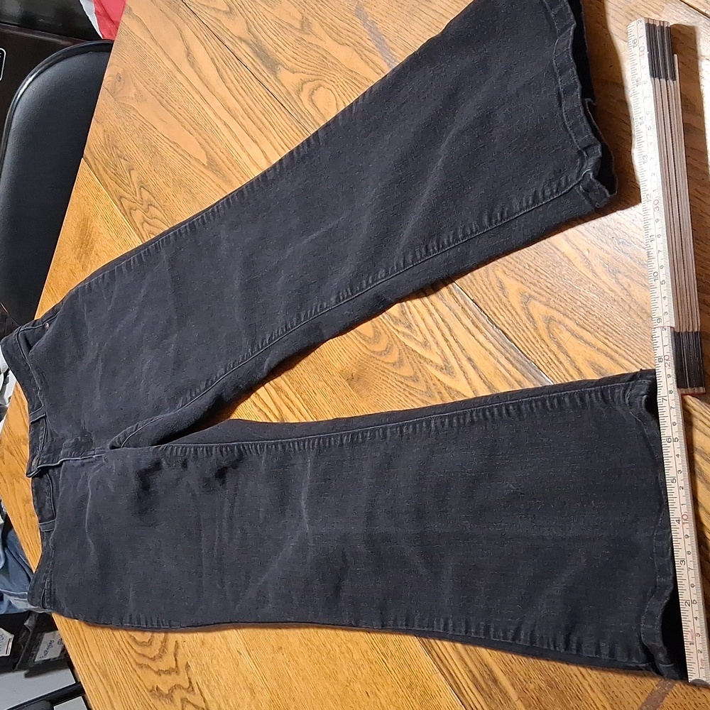 LL BEAN Womens Jeans 12 DENIM Pants BLACK Faded Casual Work CLASSIC FIT Summer